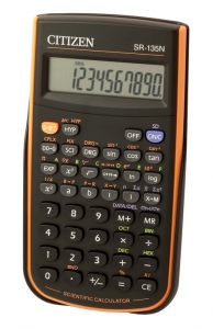 obrázek - Kalkulátor CITIZEN SR-135NOR orange, školní, 10 digit, pevné pouzdro, 128 funkcí